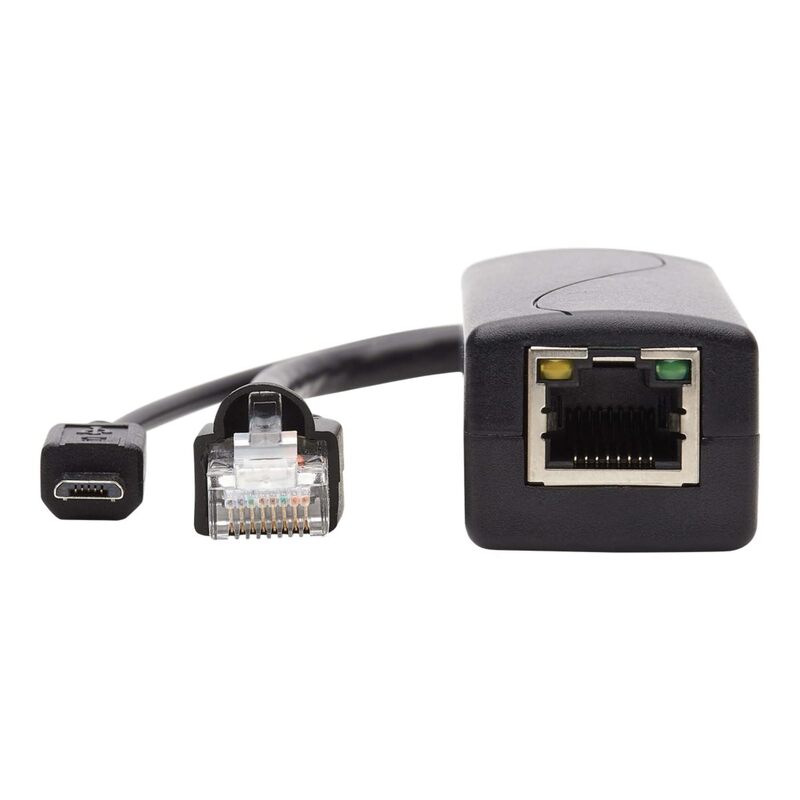 Tripp Lite PoE to USB Micro-B and RJ45 Active Splitter 48V to 5V 1A 100M (NPOE-SPL-G-5VMU)