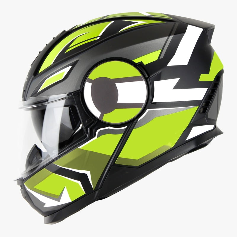 STEELBIRD SBH-40 ISS SPEED GLOSSY BLACK/NEON C/V 580 MM