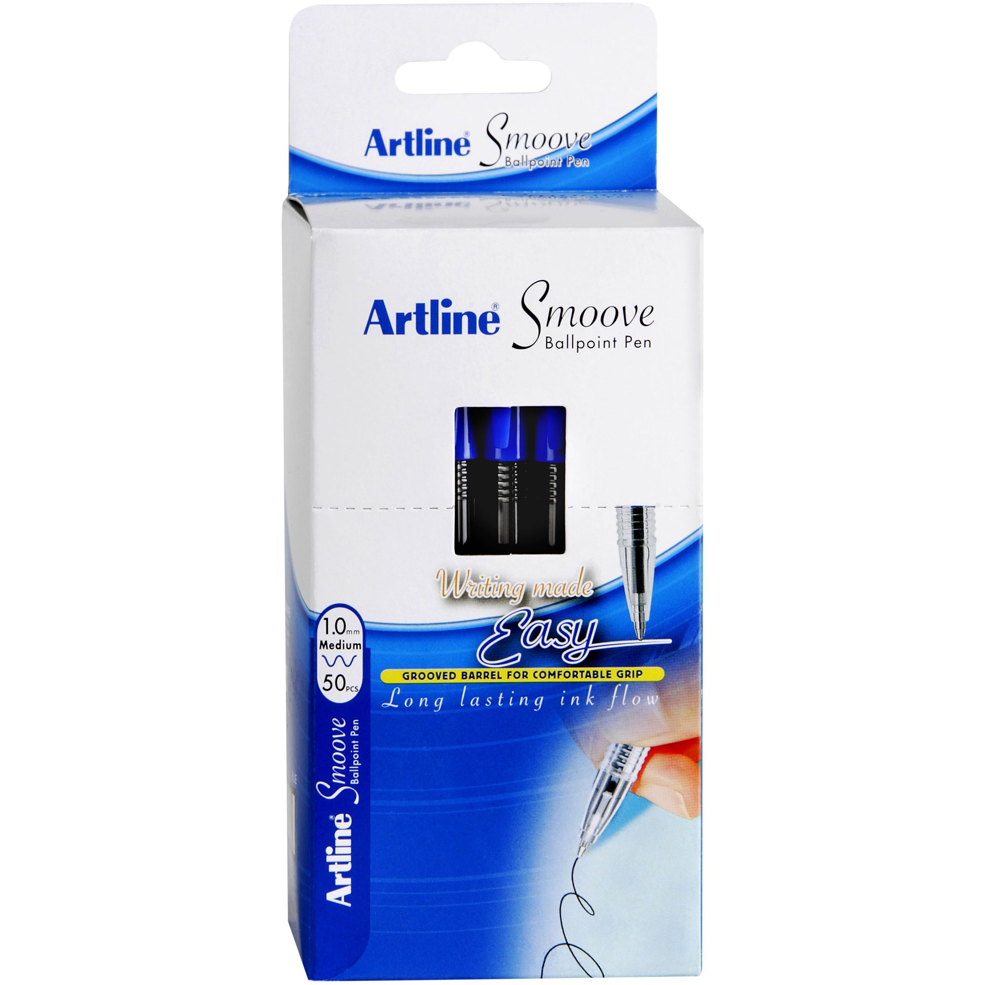 Artline 8210 Smoove Ballpoint Pen Medium 1mm Blue Pack  Of 50