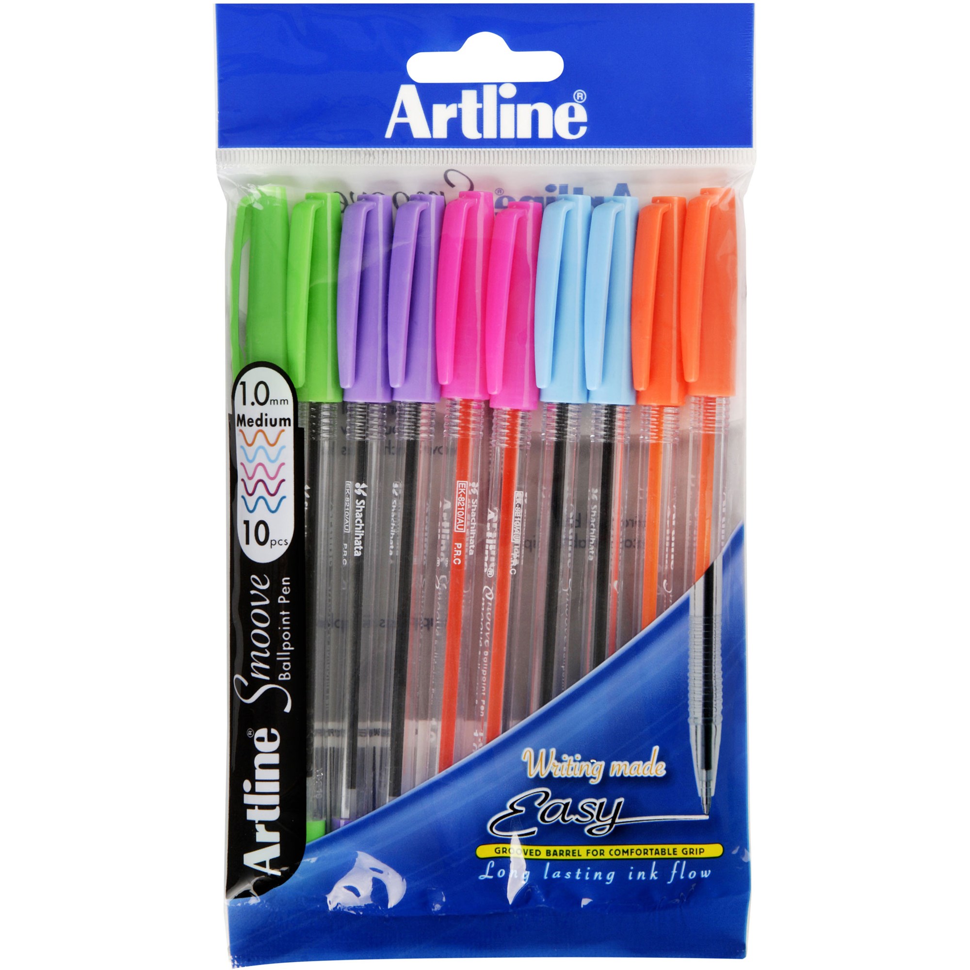 Artline 8210 Smoove Ballpoint Pen Medium 1mm Brights Pack  Of 10