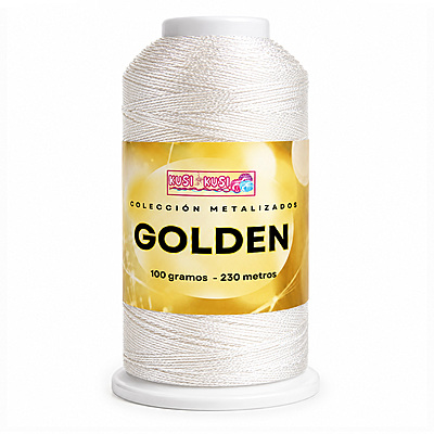 Hilo Golden Irisado Rollo Por 100 Gramos Color Blanco B204