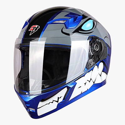 STEELBIRD SBA-21 BORN READY GLOSSY Y.BLUE C/V (L) (LONG CHEEKPAD)