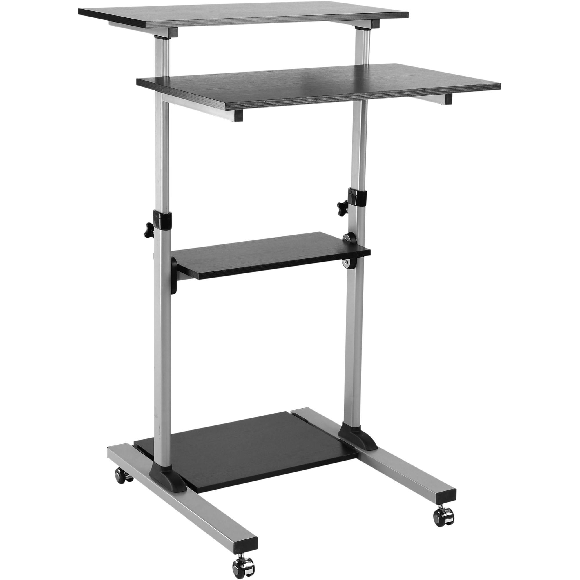 Ergovida Mobile Computer Desk 3 Shelf 700W x 355D x 820-1260mmH Silver/Black
