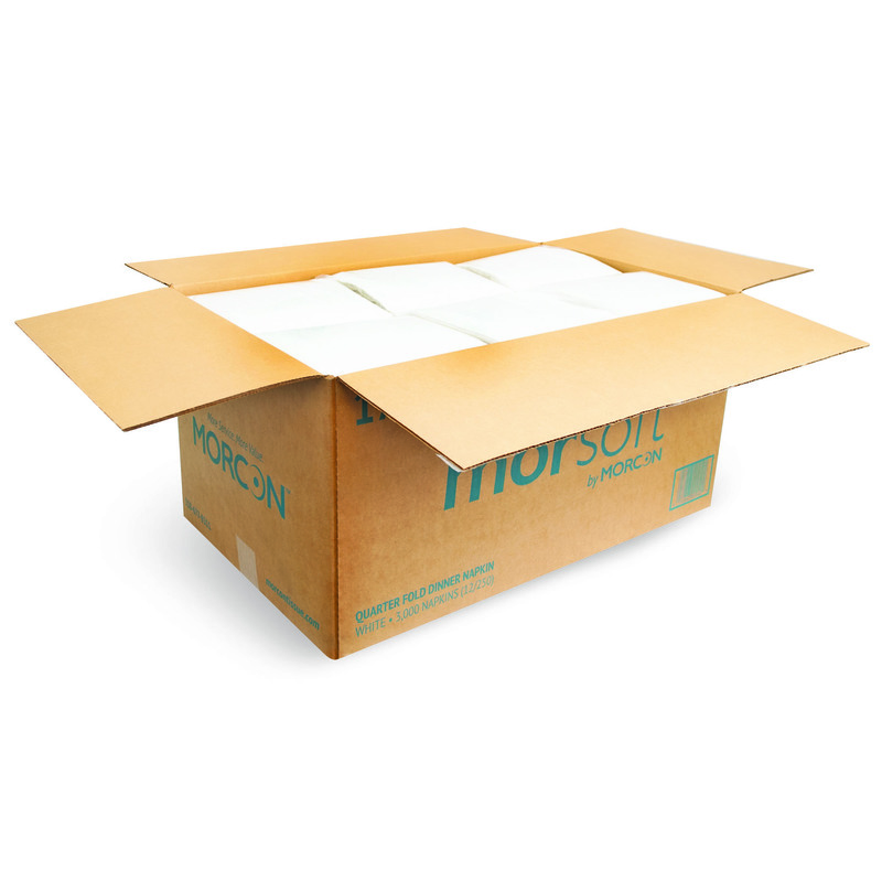 Morcon 16" X 16" Dinner Napkin White 1-Ply 1 / 4 Fold 12 / 250 cs