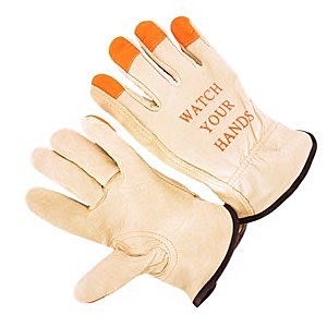 Grain pigskin driver, keystone thumb, hivis fingertips, logo