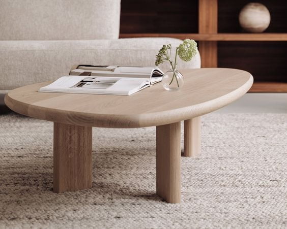 Penelope Chic Solid Wood Oval Shape Coffee Table Penelope Chic Solid Wood Oval Shape Coffee Table