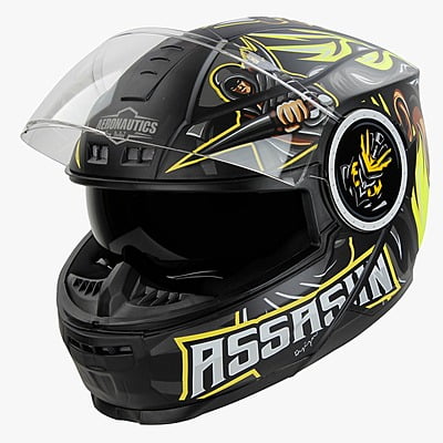 STEELBIRD SBH-40 ISS ASSASIN GLOSSY BLACK/NEON C/V 580 MM