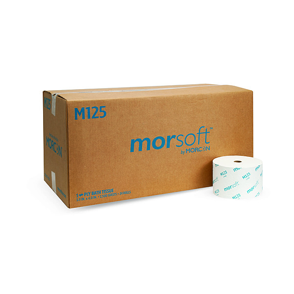 Morcon Morsoft 0.88" Core Bath Tissue White 3.9" X 4" 1-Ply 2500 Sheets 24 / cs