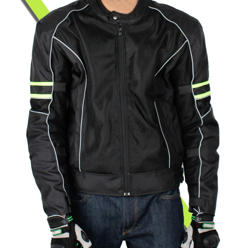 STEELBIRD CITY COMMUTER BIKERS JACKET BLACK/NEON (M)