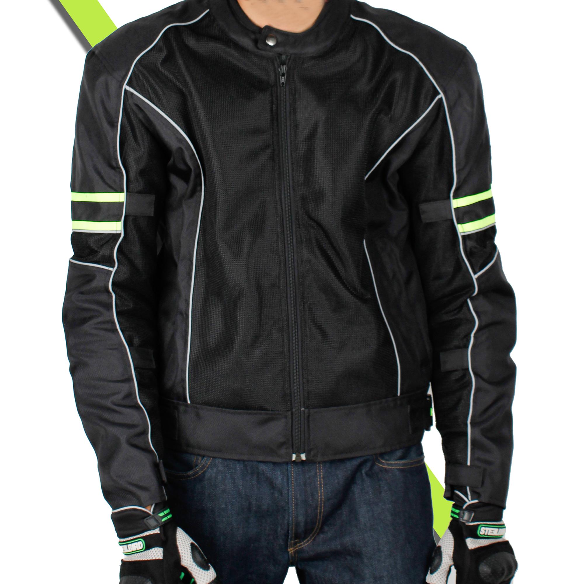 STEELBIRD CITY COMMUTER BIKERS JACKET BLACK/NEON (XXL)