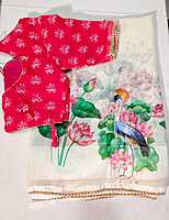 J382: Ready To Ship Beautiful Pure Georgette Saree With All Over Floral Work With Stitched Blouse J382: Ready To Ship Beautiful Pure Georgette Saree With All Over Floral Work With Stitched Blouse