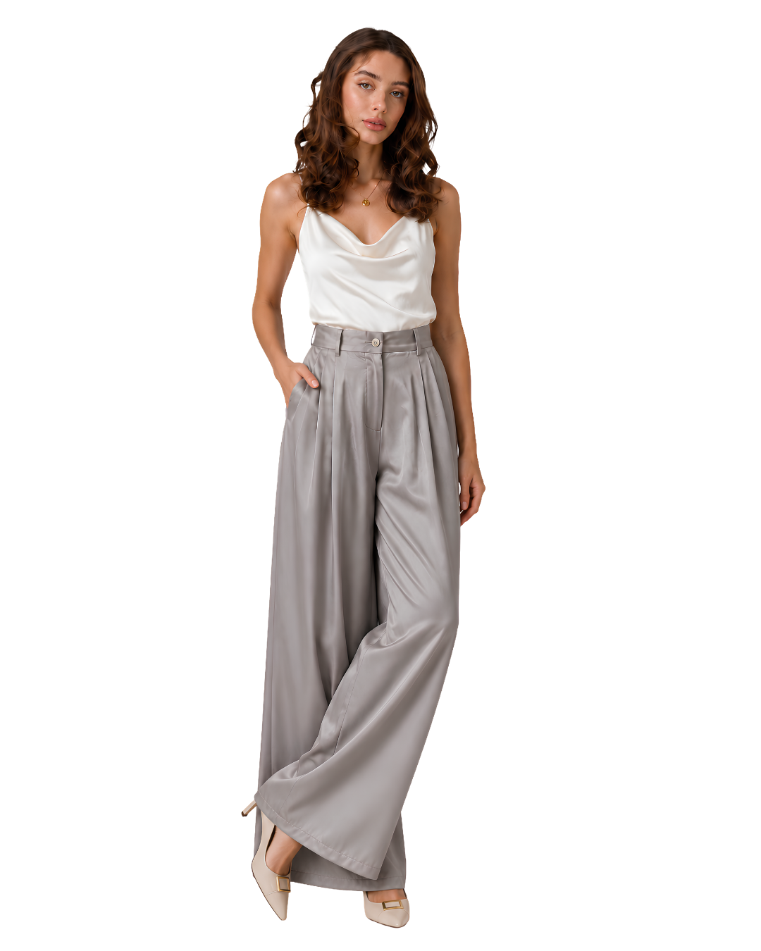 High-Waisted Wide-Leg Tailored Pants