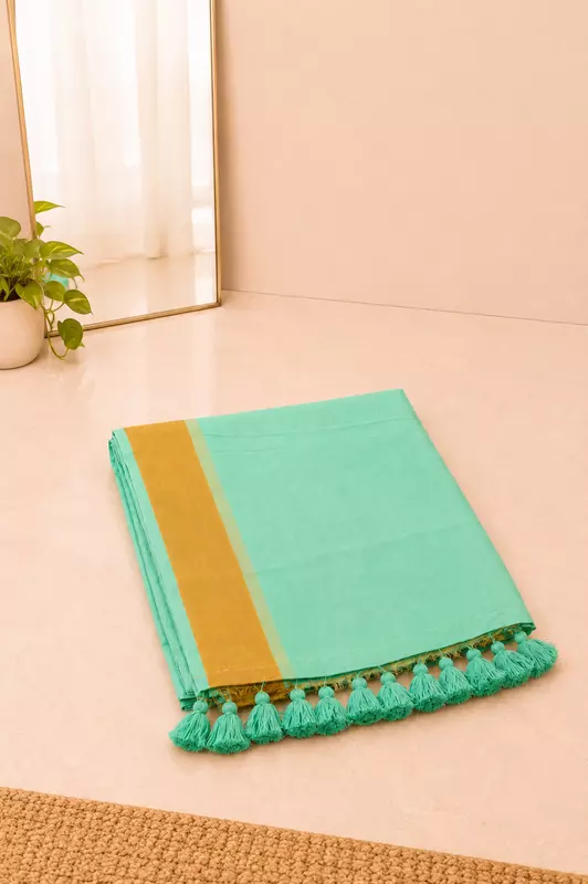 Mul cotton Green with white