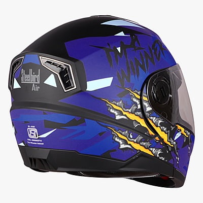 STEELBIRD SBA-7 WINNER GLOSSY BLACK/BLUE C/V (L)