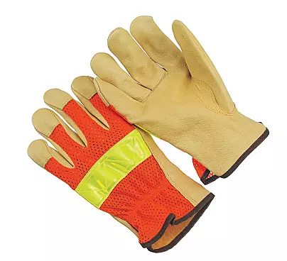 Premium grade, keystone thumb, 3M reflective tape, orange mesh back