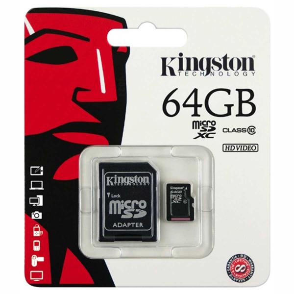 Kingston MicroSDHC Card w/ Adapter - 64GB - Class 10 Kingston MicroSDHC Card w/ Adapter - 64GB - Class 10