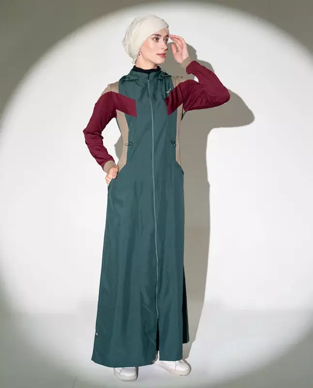 OLIVE TRAIL DETACHABLE HOOD JILBAB