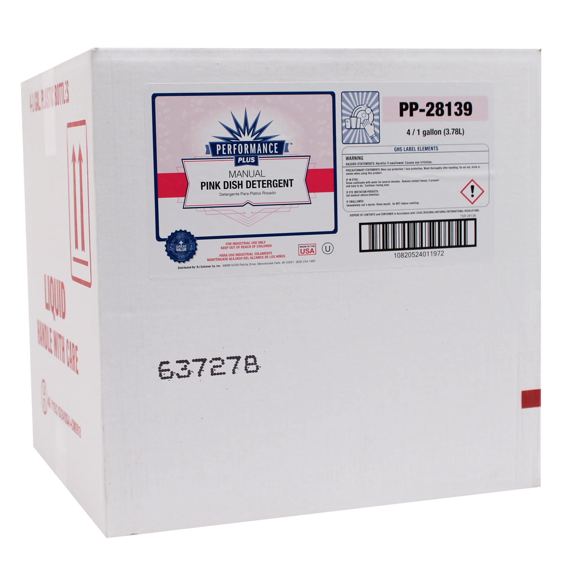 Performance Plus Pink Dish Detergent Manual 1 Gallon 4 / cs