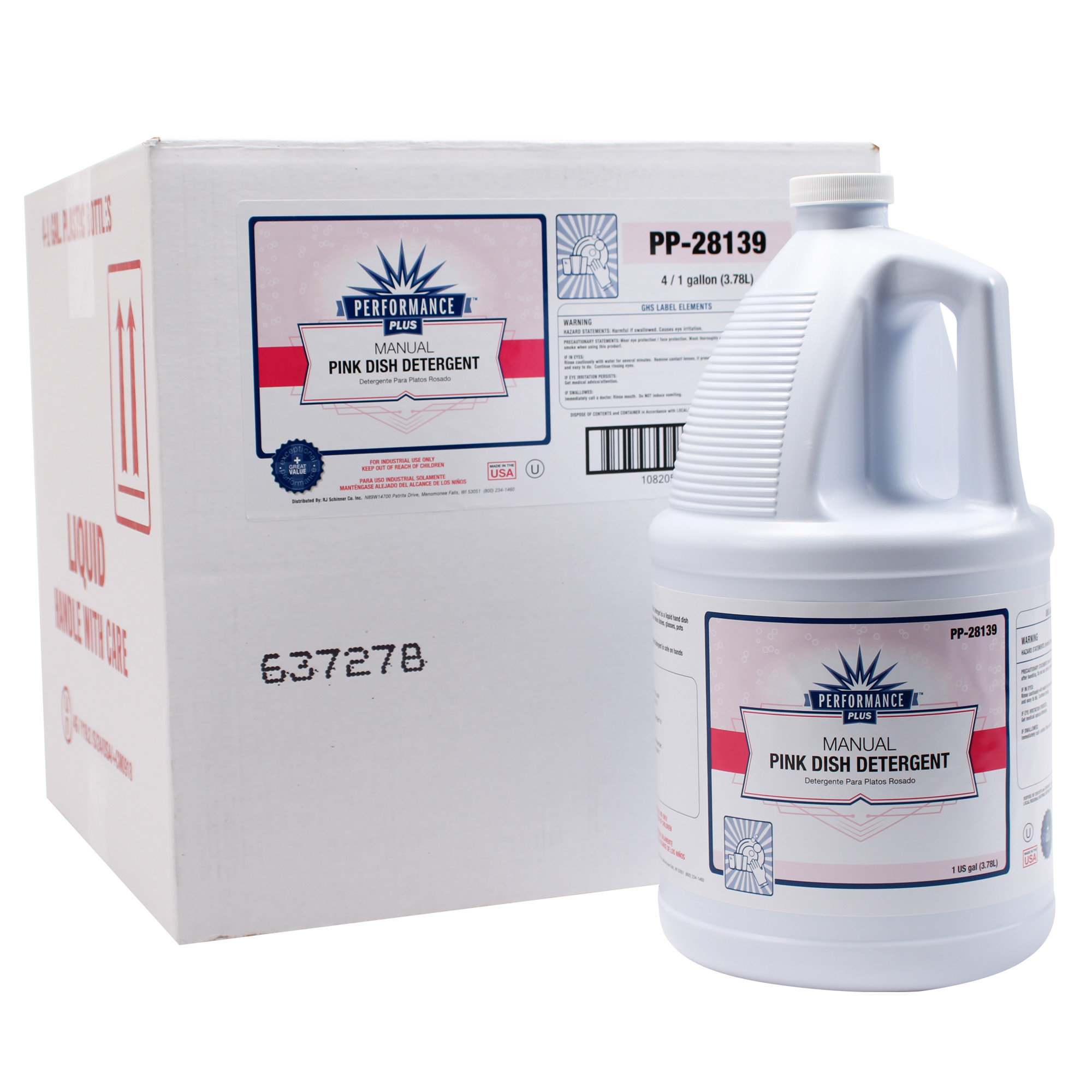 Performance Plus Pink Dish Detergent Manual 1 Gallon 4 / cs
