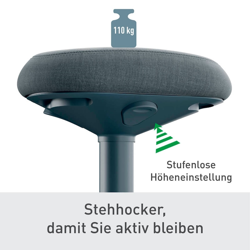 LEITZ 6545-89 ERGO ACTIVE STANDING STOOL 57CM- 82CM