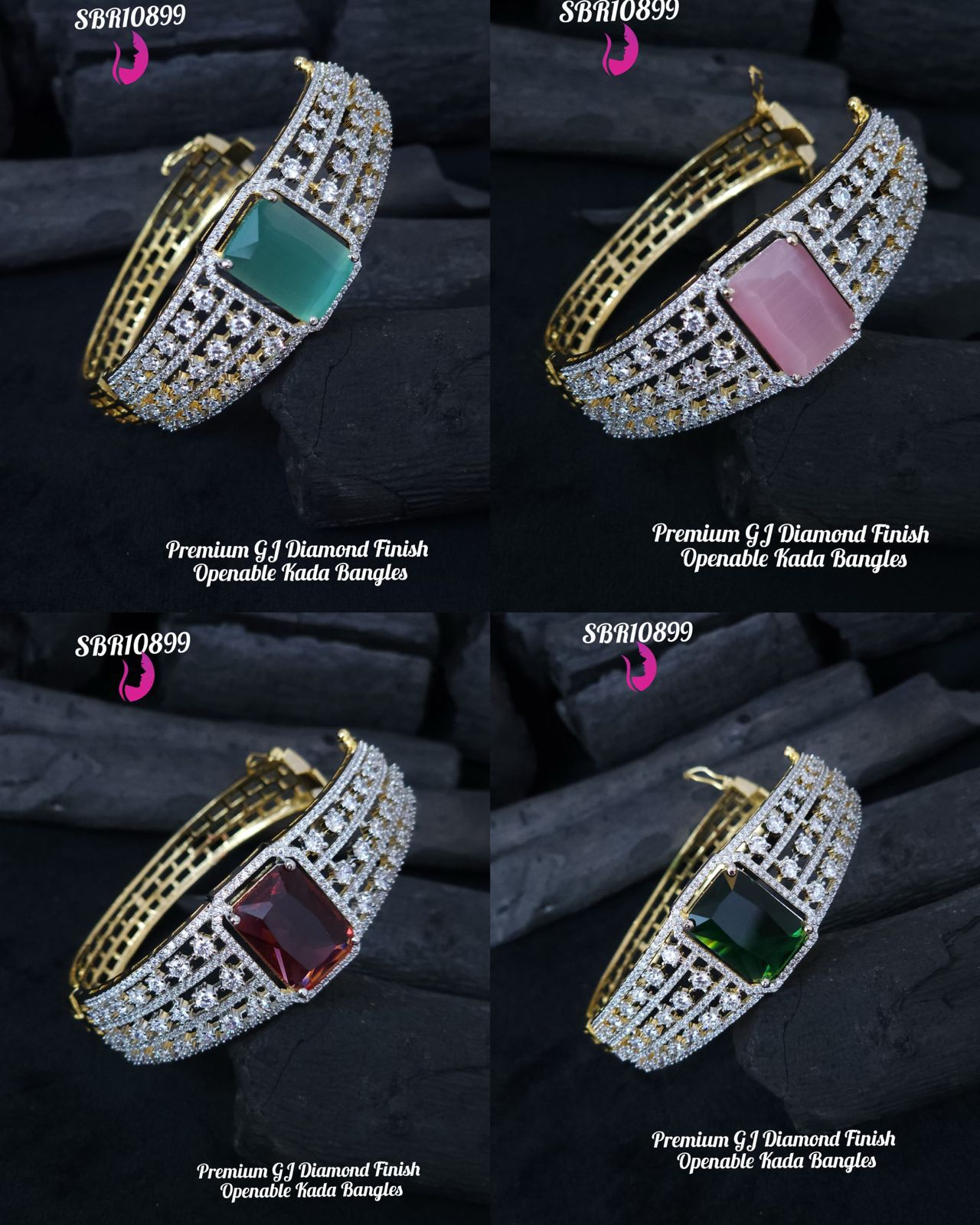 V1006: Beautiful Premium GJ Diamond Finish Openable Kada Bangles
