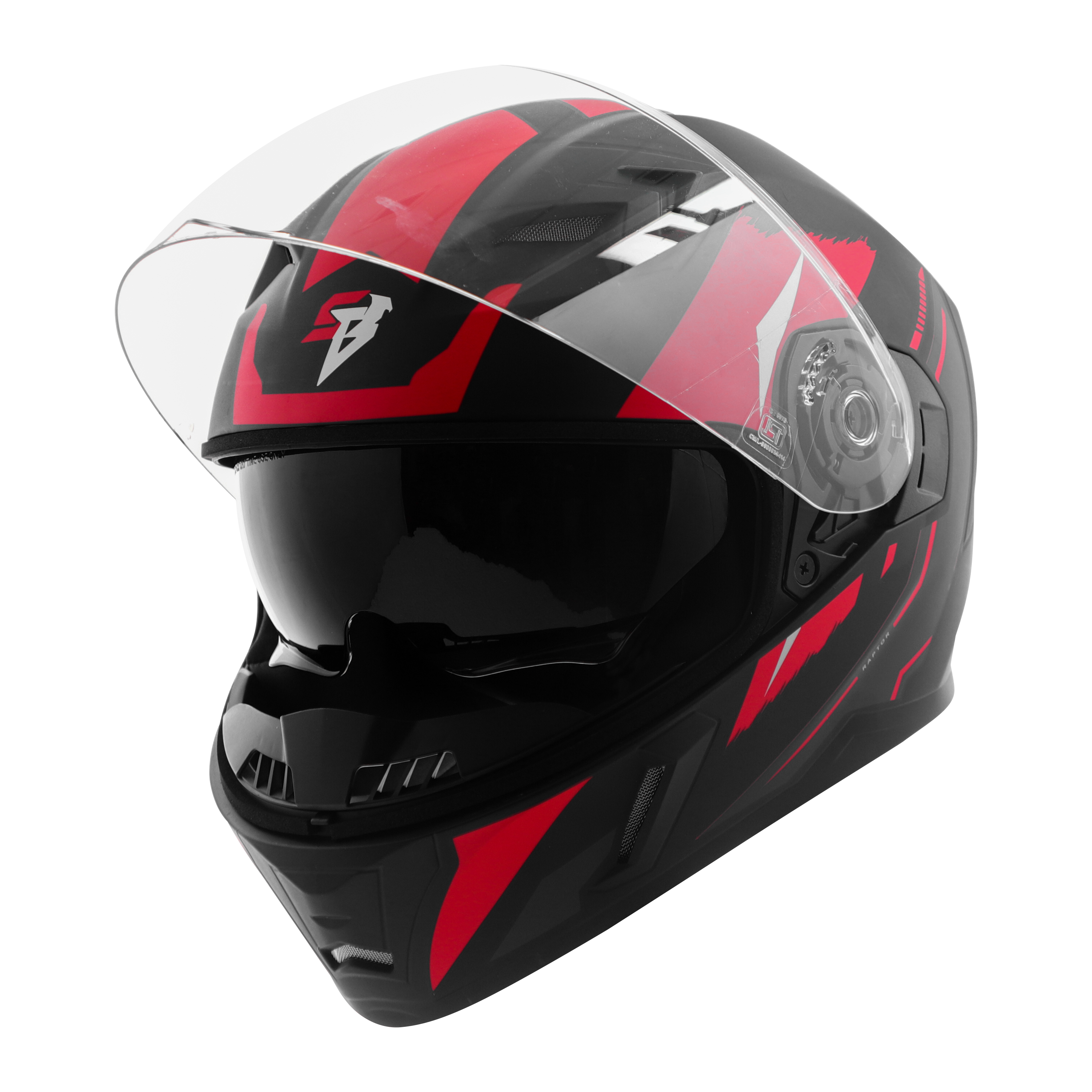 F/F HELMET STEELBIRD SBA-21 ISS AIR MATT BLACK/RED C/V 600 MM HIGH END INTERIOR WITH EXTRA SMOKE VISOR