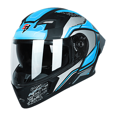 STEELBIRD SBA-20 ISS RACER MATT BLACK/JAZZ BLUE C/V 580 MM WITH EXTRA SMOKE VISOR, BLACK SPOILER