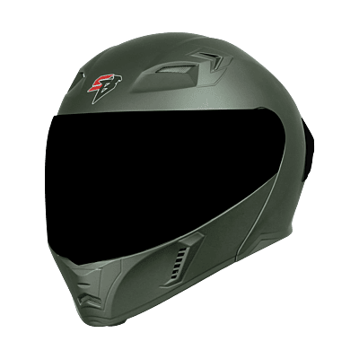 STEELBIRD SBA-20 ISS MATT BATTLE GREEN C/V 580 MM WITH EXTRA SMOKE VISOR, BLACK SPOILER STEELBIRD SBA-20 ISS MATT BATTLE GREEN C/V 580 MM WITH EXTRA SMOKE VISOR, BLACK SPOILER