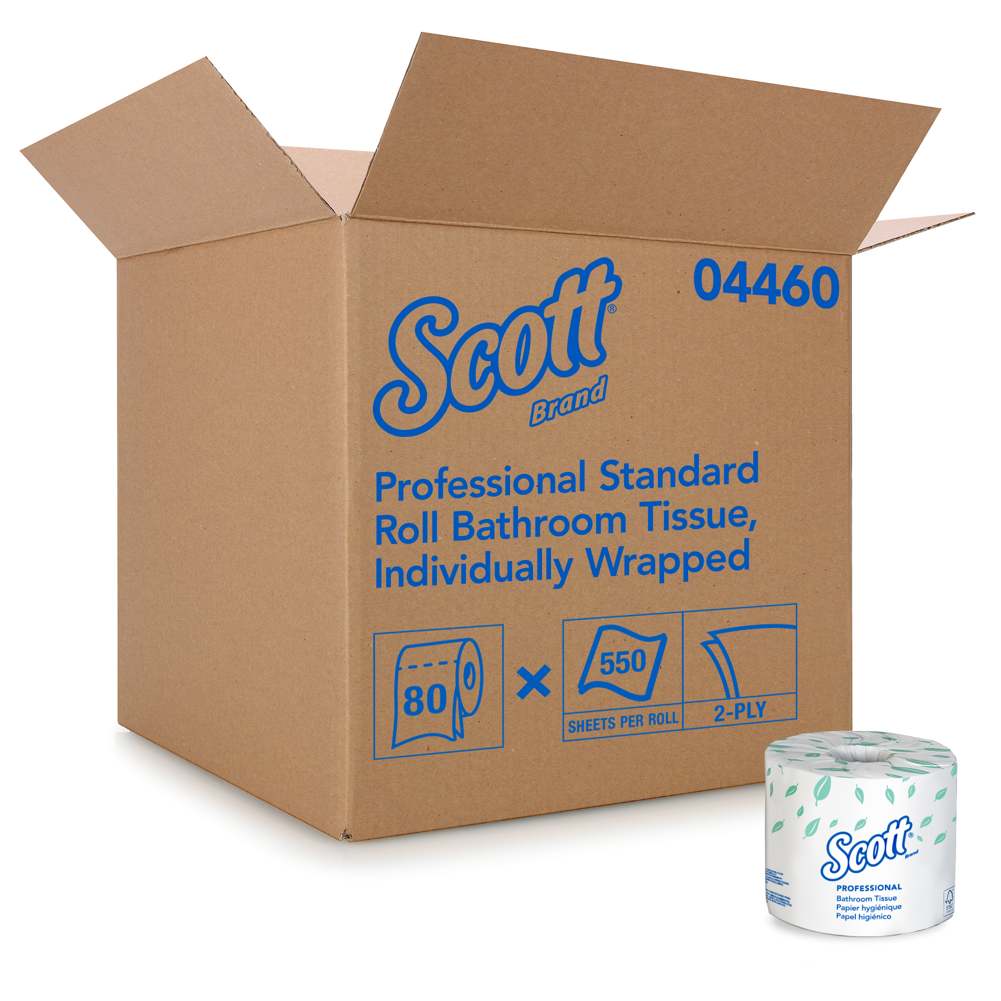 Kimberly Clark Scott Standard Roll Bath Tissue White 2 Ply 4.1" x 4.0" 550 Sheets 80 / cs