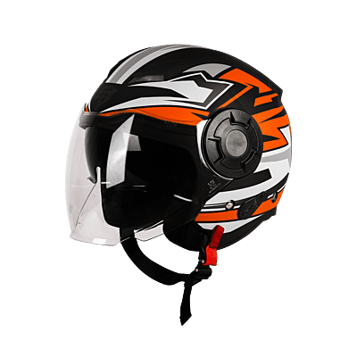 STEELBIRD SBH-31 DRX ISS STRIKE GLOSSY BLACK/ORANGE C/V (M)