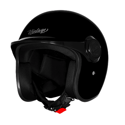 STEELBIRD SBH-65 VINTAGE DOT 3.0 GLOSSY BLACK C/V 600 MM WITH EXTRA YELLOW PEAK WITH BIEGE INTERIOR