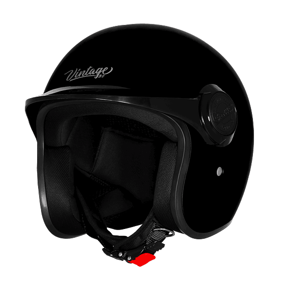 STEELBIRD SBH-65 VINTAGE DOT 3.0 GLOSSY BLACK C/V 600 MM WITH EXTRA YELLOW PEAK WITH BIEGE INTERIOR