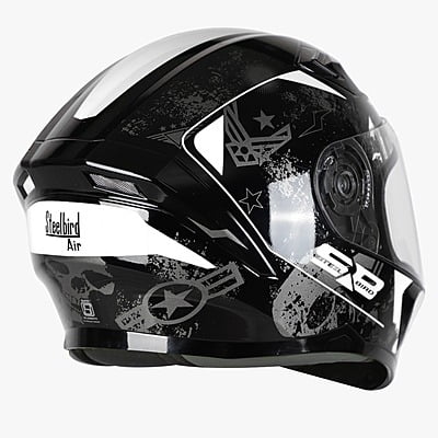 STEELBIRD SBA-21 COMBAT GLOSSY BLACK/WHITE C/V (L)