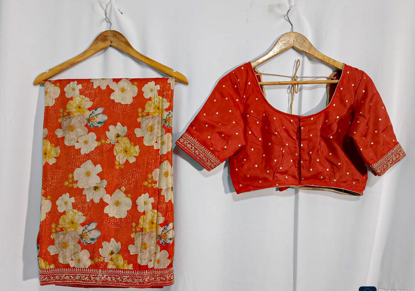 N605: Ready To Ship Beautiful Saree With Stitched Blouse N605: Ready To Ship Beautiful Saree With Stitched Blouse