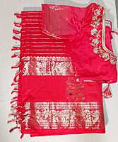 J104: Ready To Ship Beautiful Mangalagiri Kuppadam Saree With Stitched Embroidery Work Blouse J104: Ready To Ship Beautiful Mangalagiri Kuppadam Saree With Stitched Embroidery Work Blouse