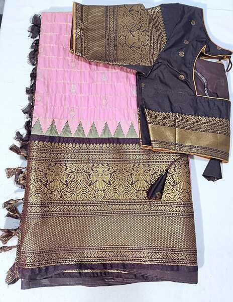 J366: Ready To Ship Beautiful Semi Gadwal Saree With Stitched Blouse