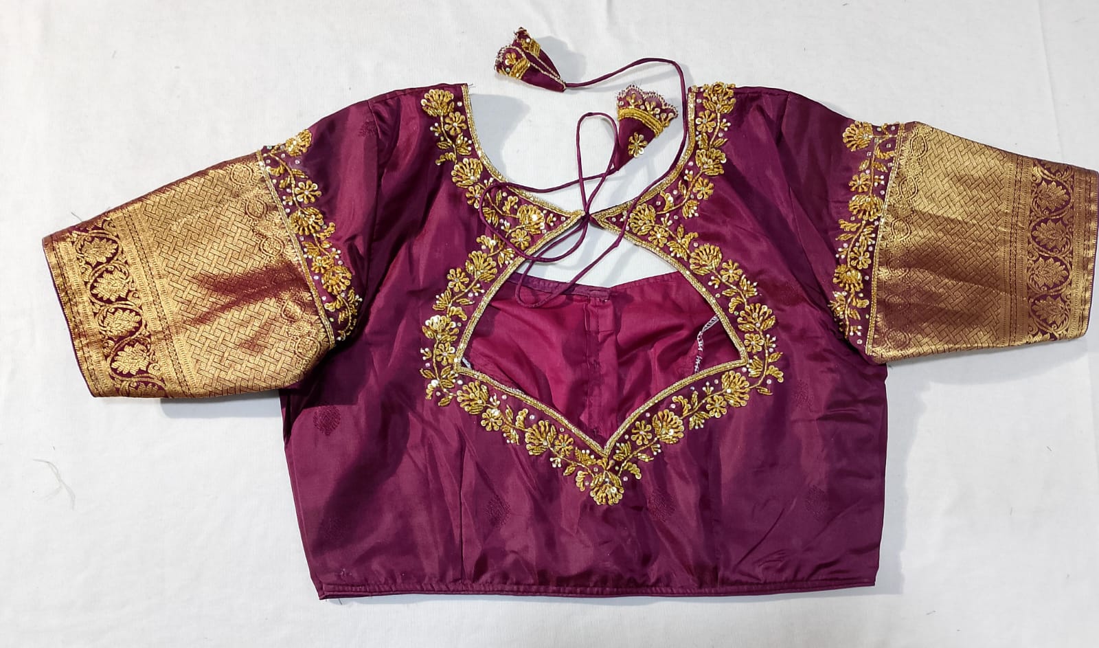 J587: Ready To Ship Beautiful Pure Kanchipattu Saree With Stitched Maggam Work Blouse