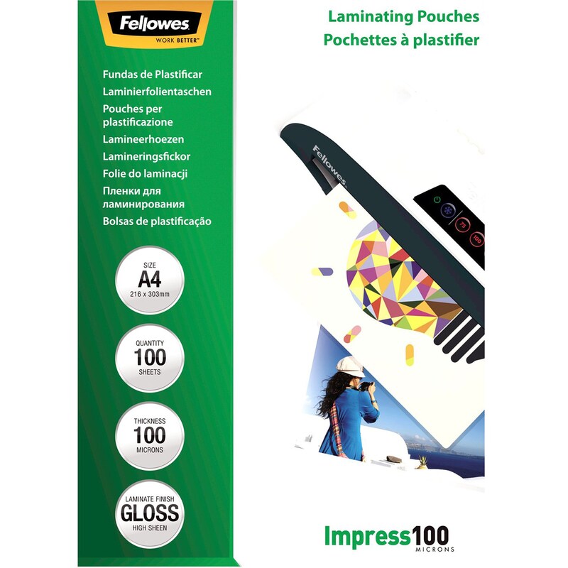 Fellowes Laminating Pouch A4 100 Micron Gloss Pack Of 100