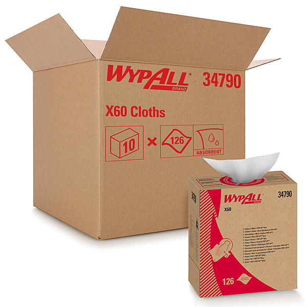 Kimberly Clark WypAll X60 Cloths White 8.34" x 16.8" Pop-Up Box 10 / 118 cs
