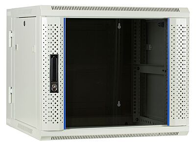 9U white wall rack (tilting) with glass door 600x600x500mm (WxDxH)
