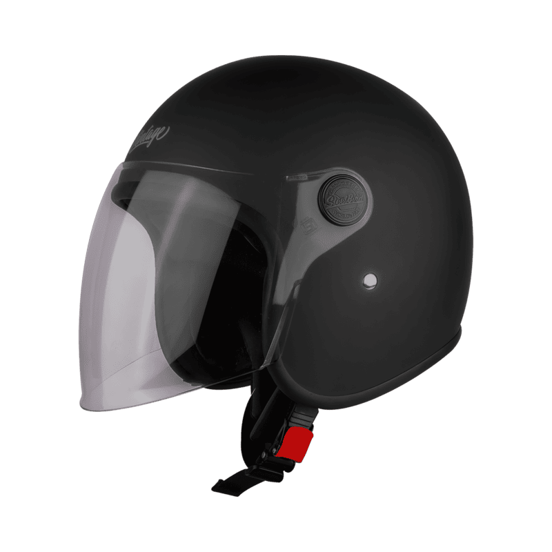 STEELBIRD SBH-56 VINTAGE GLOSSY BLACK C/V 580 MM (LONG VISOR)