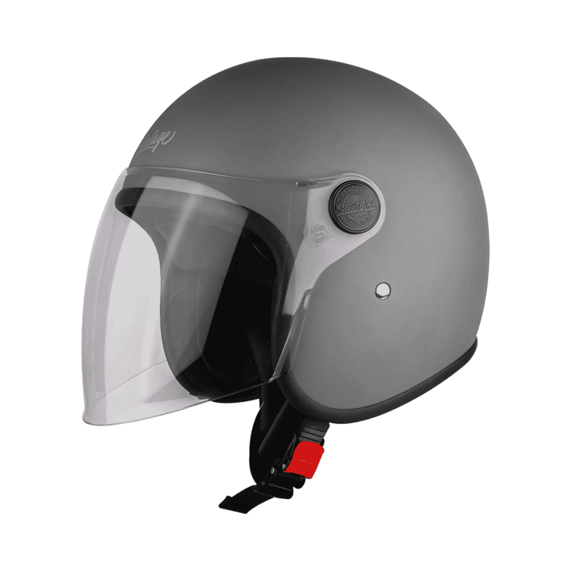 STEELBIRD SBH-56 VINTAGE GLOSSY SILVER C/V 600 MM (LONG VISOR)