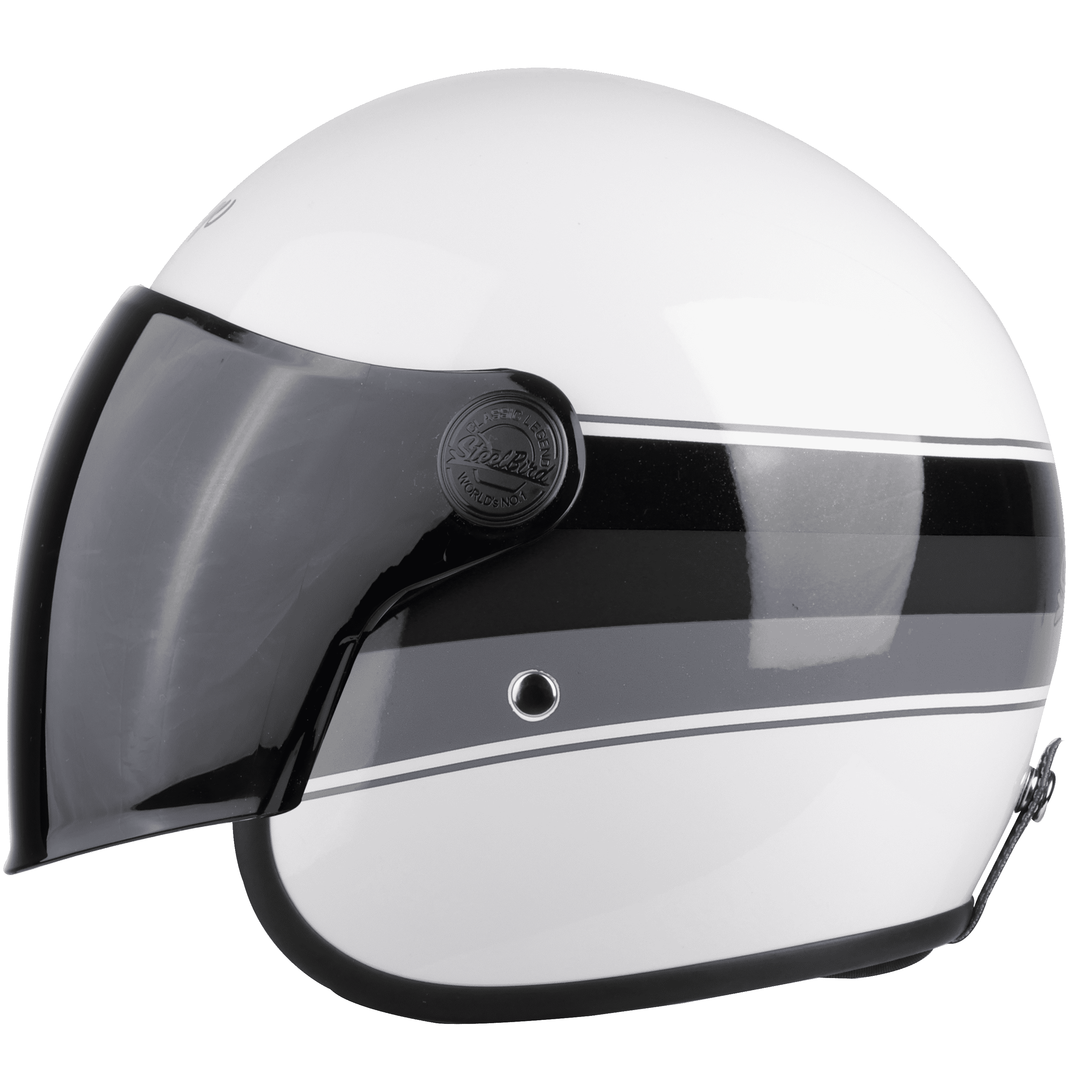 STEELBIRD SBH-56 VINTAGE S1 GLOSSY WHITE/GREY C/V 580 MM (LONG VISOR)