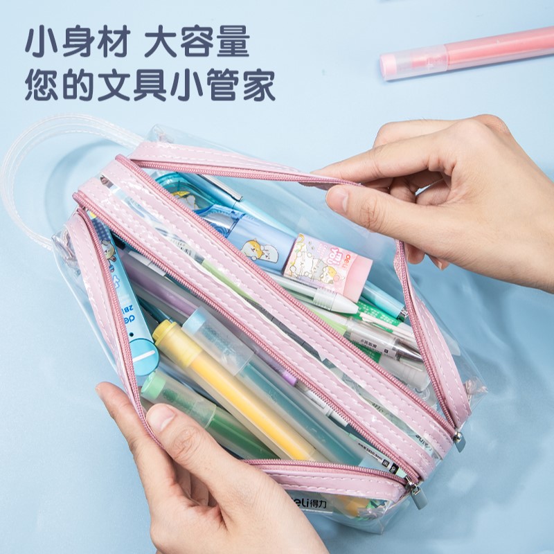 DELI 66600 PENCIL POUCH ZIPPED CLEAR