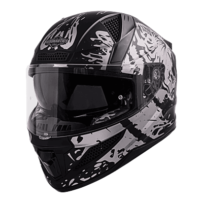 STEELBIRD SBH-25 ISS TIGER MATT BLACK/CHROME SILVER C/V 600 MM