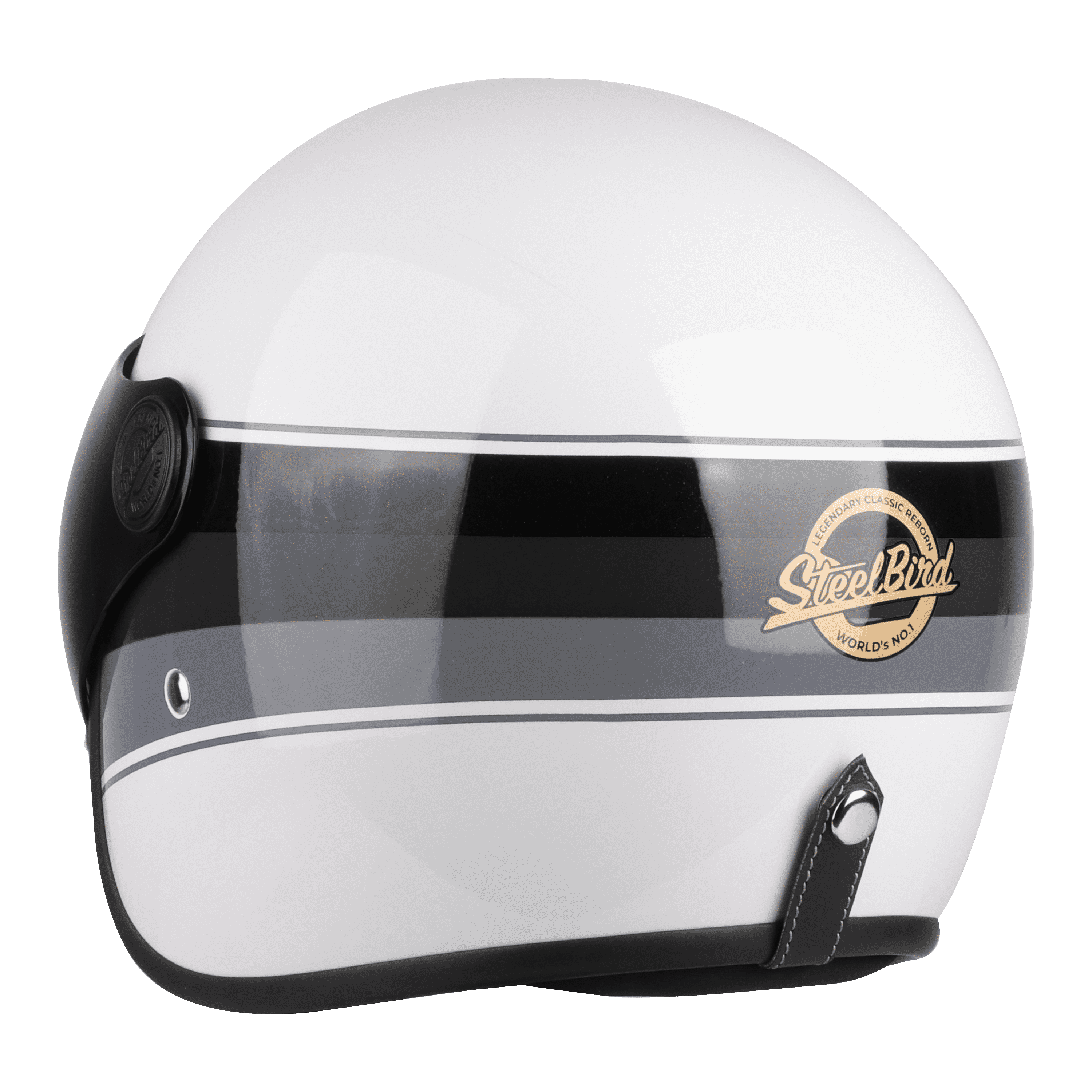 STEELBIRD SBH-56 VINTAGE S1 GLOSSY WHITE/GREY C/V 580 MM (LONG VISOR)