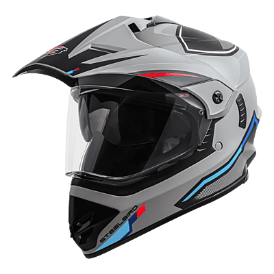 STEELBIRD SBH-13 ISS RACER MATT TITANIUM GREY/RED C/V 580 MM