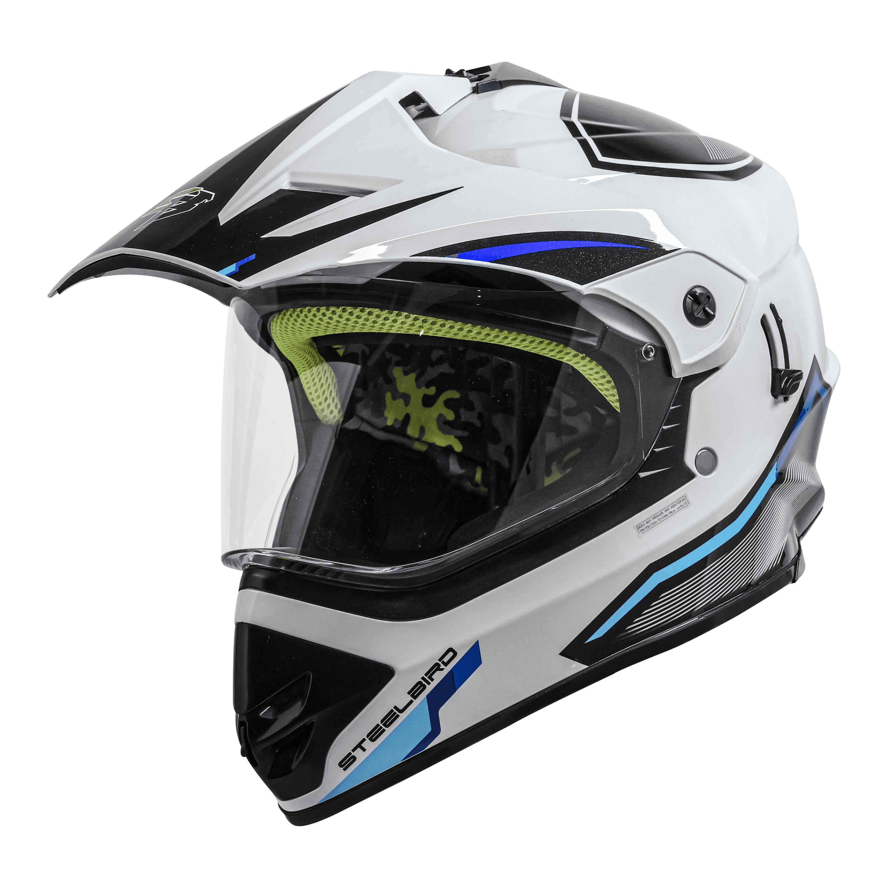 STEELBIRD SBH-13 ISS RACER GLOSSY WHITE BLUE C/V 580 MM