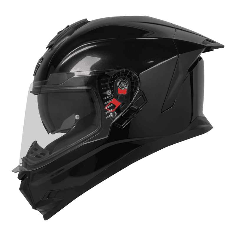 STEELBIRD SBH-57 ISS FIGHTER GLOSSY BLACK C/V 580 WITH EXTRA SMOKE VISOR
