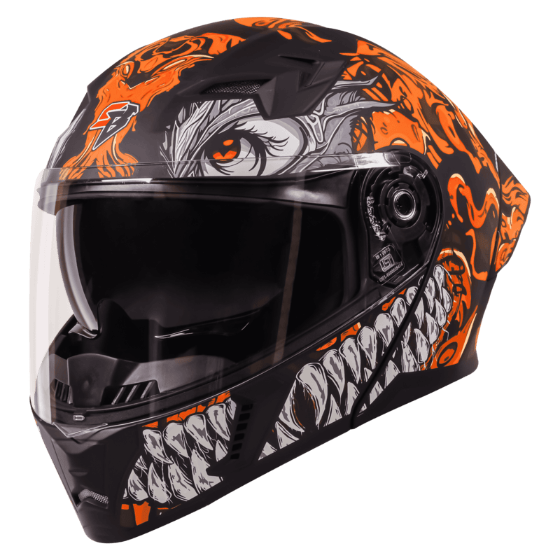 STEELBIRD SBA-20 ISS DRACO MATT BLACK/ORANGE C/V 600 MM WITH EXTRA SMOKE VISOR